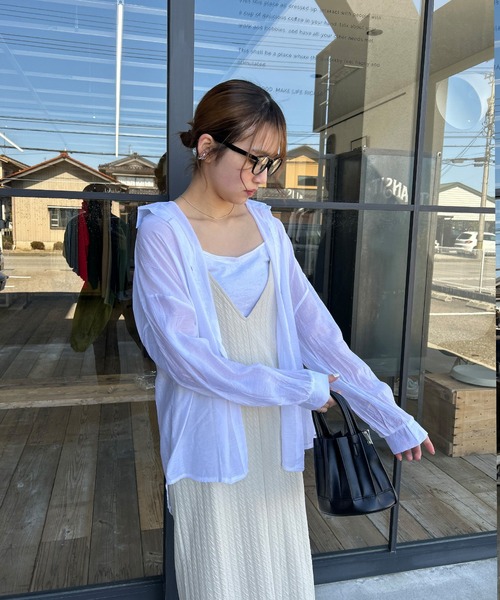 Kotoe（コトエ）の「レディース ビッグシャツ ドロップショルダー シースルー シアーオーバーサイズシャツ（シャツ/ブラウス・レディース・オレンジ/パープル/グリーン/ホワイト・FREE）」の10枚目の写真