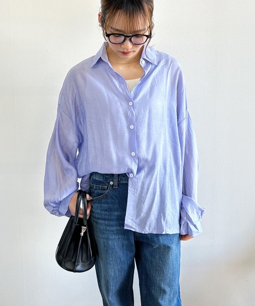 Kotoe（コトエ）の「レディース ビッグシャツ ドロップショルダー シースルー シアーオーバーサイズシャツ（シャツ/ブラウス・レディース・オレンジ/パープル/グリーン/ホワイト・FREE）」の20枚目の写真