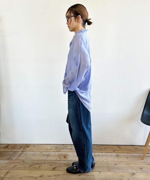 Kotoe（コトエ）の「レディース ビッグシャツ ドロップショルダー シースルー シアーオーバーサイズシャツ（シャツ/ブラウス・レディース・オレンジ/パープル/グリーン/ホワイト・FREE）」の14枚目の写真