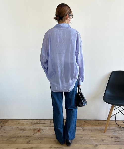 Kotoe（コトエ）の「レディース ビッグシャツ ドロップショルダー シースルー シアーオーバーサイズシャツ（シャツ/ブラウス・レディース・オレンジ/パープル/グリーン/ホワイト・FREE）」の12枚目の写真