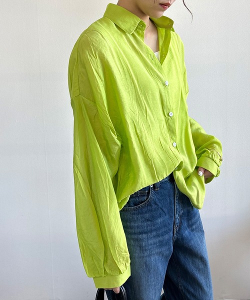 Kotoe（コトエ）の「レディース ビッグシャツ ドロップショルダー シースルー シアーオーバーサイズシャツ（シャツ/ブラウス・レディース・オレンジ/パープル/グリーン/ホワイト・FREE）」の18枚目の写真