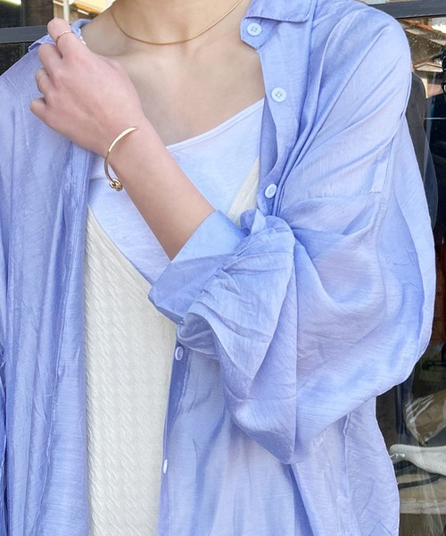 Kotoe（コトエ）の「レディース ビッグシャツ ドロップショルダー シースルー シアーオーバーサイズシャツ（シャツ/ブラウス・レディース・オレンジ/パープル/グリーン/ホワイト・FREE）」の22枚目の写真