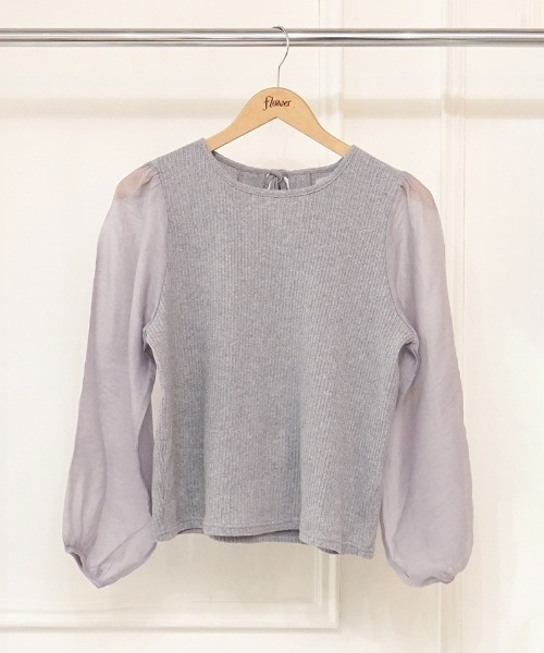 flower(フラワー)の「シアーバブルトップ(シャツ/ブラウス・レディース・アイボリー/グレー・FREE)」の14枚目の写真