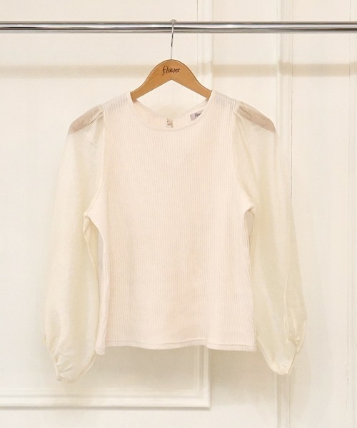 flower(フラワー)の「シアーバブルトップ(シャツ/ブラウス・レディース・アイボリー/グレー・FREE)」の13枚目の写真