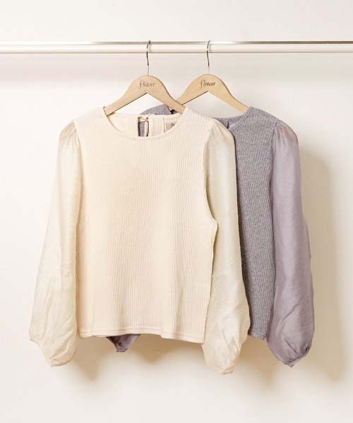 flower(フラワー)の「シアーバブルトップ(シャツ/ブラウス・レディース・アイボリー/グレー・FREE)」の12枚目の写真