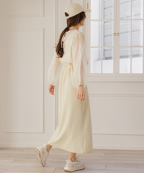 flower(フラワー)の「シアーバブルトップ(シャツ/ブラウス・レディース・アイボリー/グレー・FREE)」の3枚目の写真