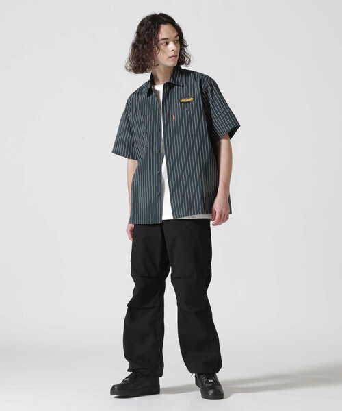 AVIREX ストライプ ワークジャケット AVIREX（アヴィレックス）の「【直営店限定】SHORTSLEEVE STRIPE WORK