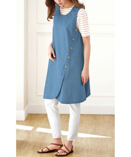 BELLUNA（ベルーナ）の「サマーデニムジャンパースカート（スカート・レディース・ライトブルー/ブルー・MEDIUM/LARGE/X-LARGE）」の2枚目の写真