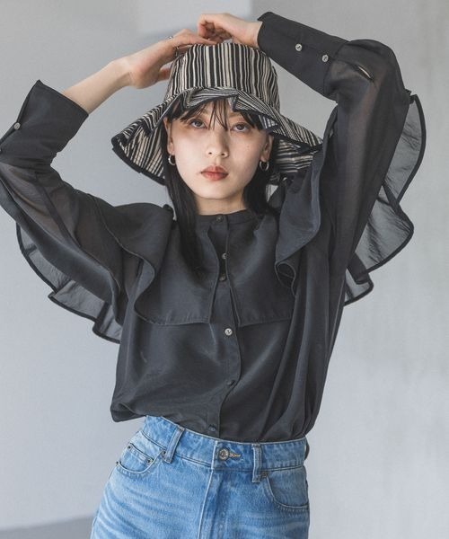 JEANASIS デニムフリルレギュラーシャツ ジーナシス 楽天市場】【SALE／20%OFF】デニムフリルレギュラーシャツ