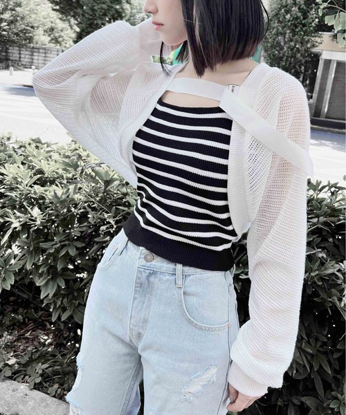 Figments（フィグメンツ）の「サマーニットボレロ（カーディガン/ボレロ・レディース・ホワイト/ブラック・FREE）」の17枚目の写真