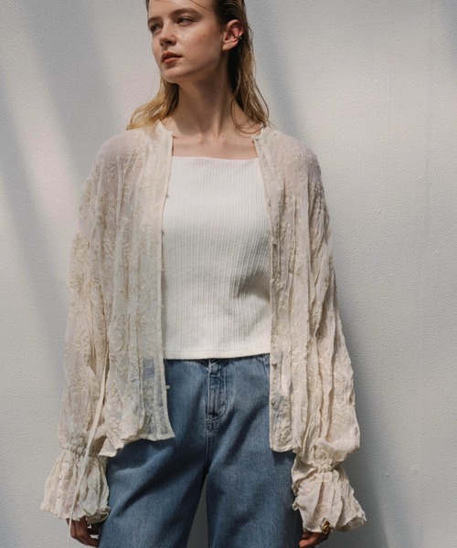 WILLFULLY（ウィルフリー）の「wrinkle embroidery sleeve BL（シャツ