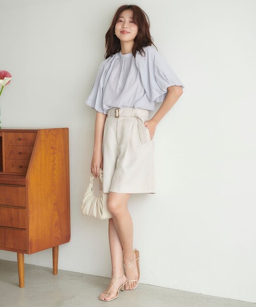 Feroux(フェルゥ)の「【洗える】ベルテッドショート パンツ(その他パンツ・レディース・ブラック系/ベージュ系・2/1)」の7枚目の写真
