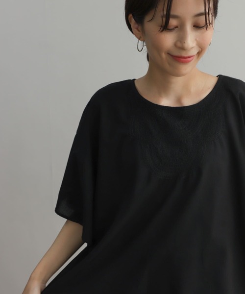 「URBAN RESEARCH DOORS」 半袖ブラウス MEDIUM ブラック系その他 レディース URBAN RESEARCH DOORS 「URBAN DOORS」 半袖ブラウス MEDIUM