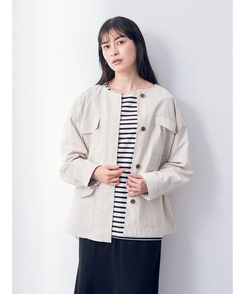 YECCA VECCA（イェッカヴェッカ）の「ミリタリージャケット（ミリタリージャケット・レディース・グレイッシュベージュ/ピンク/モカ・M）」の16枚目の写真