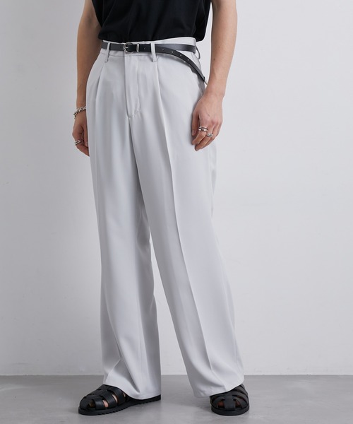 JUNRED（ジュンレッド）の「セットアップ対応 / トロミタックワイドフレアパンツ（スラックス・メンズ・キャメル/グリーン/ライトグレー/ブラック・L/M/S）」の8枚目の写真