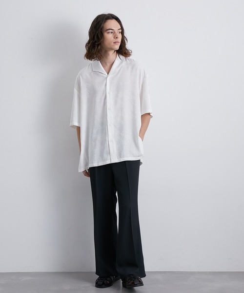 JUNRED（ジュンレッド）の「セットアップ対応 / トロミタックワイドフレアパンツ（スラックス・メンズ・キャメル/グリーン/ライトグレー/ブラック・L/M/S）」の14枚目の写真