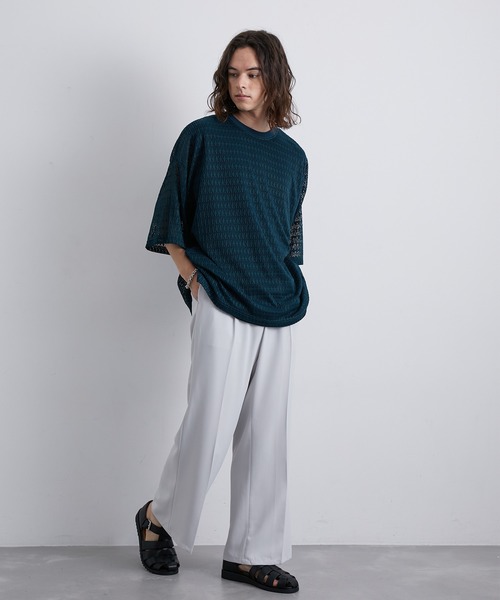 JUNRED（ジュンレッド）の「セットアップ対応 / トロミタックワイドフレアパンツ（スラックス・メンズ・キャメル/グリーン/ライトグレー/ブラック・L/M/S）」の16枚目の写真