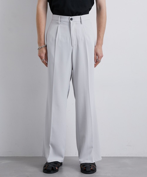 JUNRED（ジュンレッド）の「セットアップ対応 / トロミタックワイドフレアパンツ（スラックス・メンズ・キャメル/グリーン/ライトグレー/ブラック・L/M/S）」の22枚目の写真