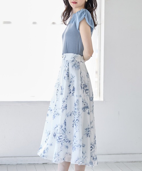 tocco closet（トッコ　クローゼット）の「後ろリボン付きシフォン切り替えリブカットソープルオーバー（Tシャツ/カットソー・レディース・オフホワイト/グレイッシュブルー・M）」の11枚目の写真