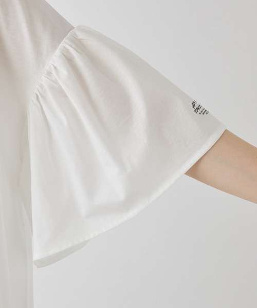 PUAL CE CIN（ピュアルセシン）の「ワンポイントプリントシルケット袖フリルTシャツ（Tシャツ/カットソー・レディース・ブラック系/ブルー系/オフホワイト/ブラック・FREE）」の13枚目の写真