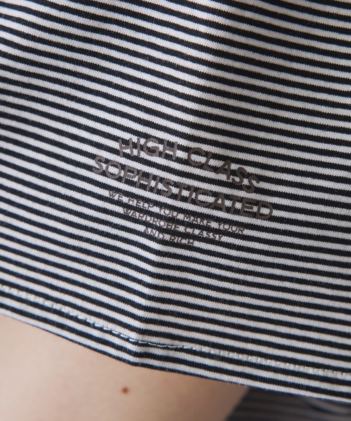 PUAL CE CIN（ピュアルセシン）の「ワンポイントプリントシルケット袖フリルTシャツ（Tシャツ/カットソー・レディース・ブラック系/ブルー系/オフホワイト/ブラック・FREE）」の8枚目の写真