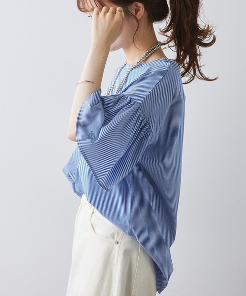 PUAL CE CIN（ピュアルセシン）の「ワンポイントプリントシルケット袖フリルTシャツ（Tシャツ/カットソー・レディース・ブラック系/ブルー系/オフホワイト/ブラック・FREE）」の21枚目の写真