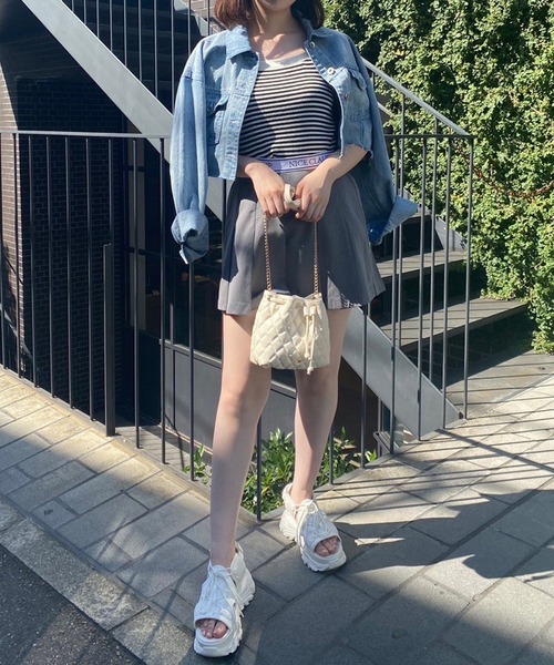 one after another NICE CLAUP(ワンアフターアナザーナイスクラップ)の「配色ニットタンクトップ(タンクトップ・レディース・アイボリー/オフホワイト/ピンク/ホワイト×ブラック・FREE)」の11枚目の写真