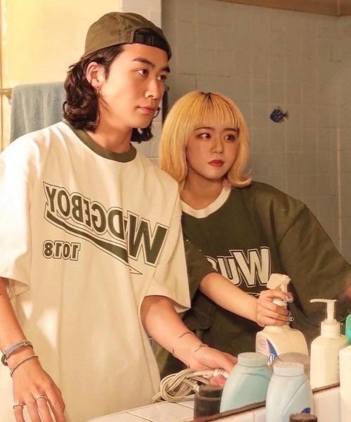 WudgeBoy（ワッジボーイ）の「WUDGE BOY 1018 T-shirt（Tシャツ/カットソー・レディース・ネイビー/グレー/オフホワイト/カーキ・MEDIUM/LARGE）」の6枚目の写真