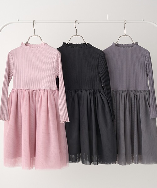 Lycee mine(リセマイン)の「チュールドッキングワンピース(ワンピース・キッズ・チャコール/ブラック/ピンク・140cm/150cm/130cm/110cm/120cm/100cm)」の17枚目の写真