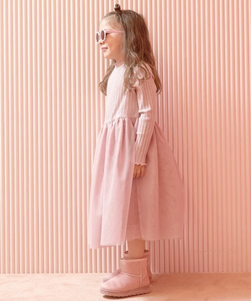 Lycee mine(リセマイン)の「チュールドッキングワンピース(ワンピース・キッズ・チャコール/ブラック/ピンク・140cm/150cm/130cm/110cm/120cm/100cm)」の11枚目の写真