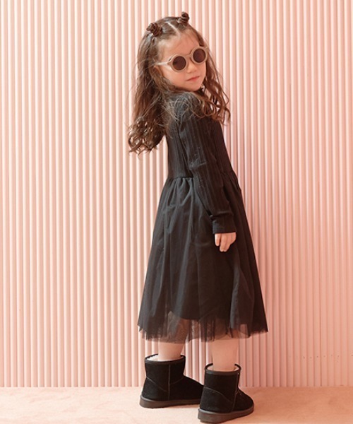 Lycee mine(リセマイン)の「チュールドッキングワンピース(ワンピース・キッズ・チャコール/ブラック/ピンク・140cm/150cm/130cm/110cm/120cm/100cm)」の14枚目の写真