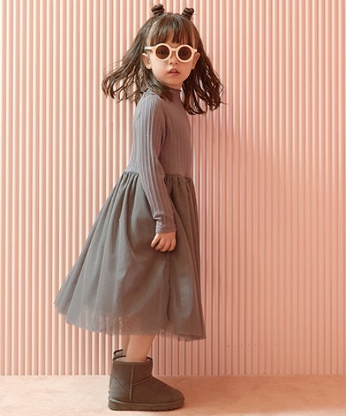 Lycee mine(リセマイン)の「チュールドッキングワンピース(ワンピース・キッズ・チャコール/ブラック/ピンク・140cm/150cm/130cm/110cm/120cm/100cm)」の15枚目の写真