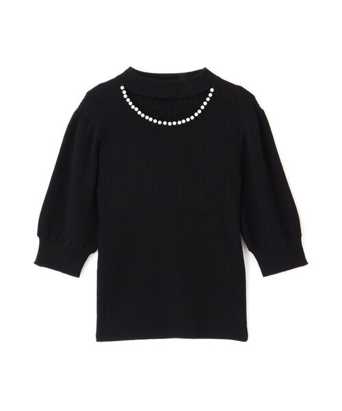 PROPORTION BODY DRESSING(プロポーションボディドレッシング)の「デコルテパールニット / 1213270802(ニット/セーター・レディース・グレー/ピンク/ブラック・MEDIUM/SMALL)」の4枚目の写真