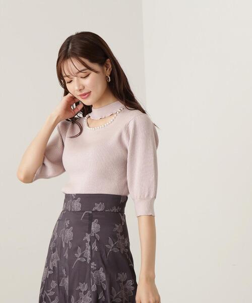 PROPORTION BODY DRESSING(プロポーションボディドレッシング)の「デコルテパールニット / 1213270802(ニット/セーター・レディース・グレー/ピンク/ブラック・MEDIUM/SMALL)」の13枚目の写真