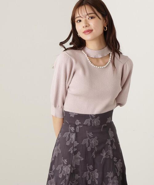 PROPORTION BODY DRESSING(プロポーションボディドレッシング)の「デコルテパールニット / 1213270802(ニット/セーター・レディース・グレー/ピンク/ブラック・MEDIUM/SMALL)」の14枚目の写真