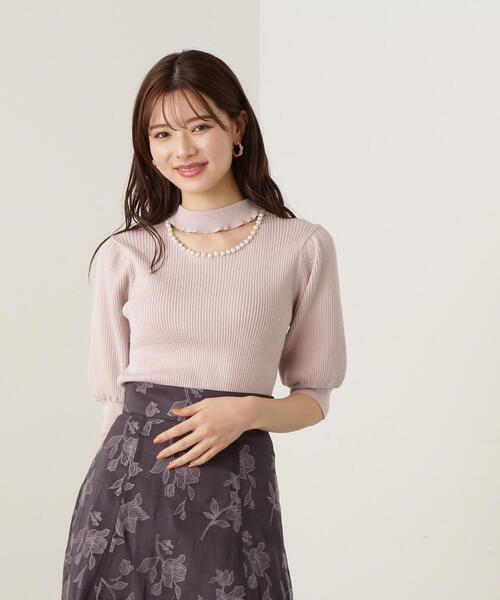 PROPORTION BODY DRESSING(プロポーションボディドレッシング)の「デコルテパールニット / 1213270802(ニット/セーター・レディース・グレー/ピンク/ブラック・MEDIUM/SMALL)」の15枚目の写真