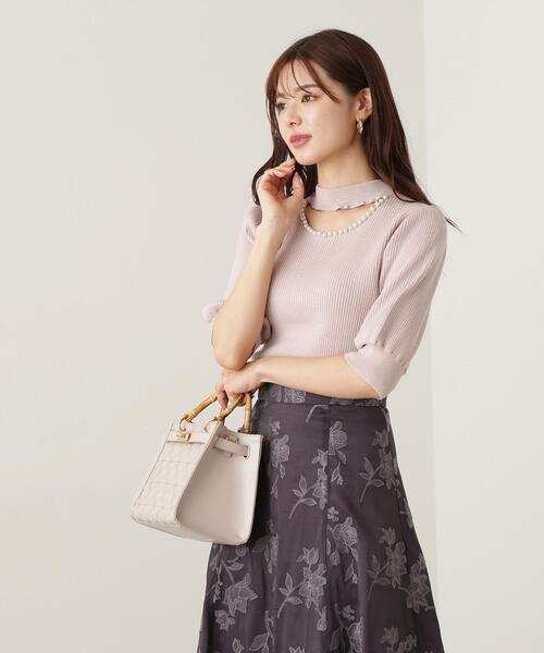 PROPORTION BODY DRESSING(プロポーションボディドレッシング)の「デコルテパールニット / 1213270802(ニット/セーター・レディース・グレー/ピンク/ブラック・MEDIUM/SMALL)」の16枚目の写真