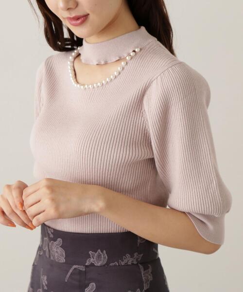 PROPORTION BODY DRESSING(プロポーションボディドレッシング)の「デコルテパールニット / 1213270802(ニット/セーター・レディース・グレー/ピンク/ブラック・MEDIUM/SMALL)」の19枚目の写真