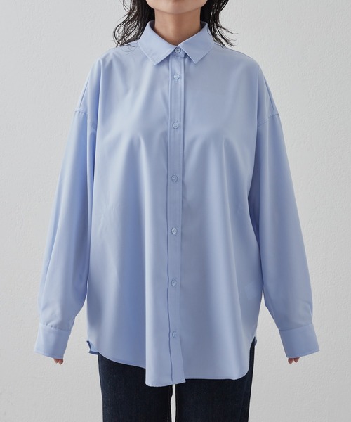 COLONY 2139(コロニートゥーワンスリーナイン)の「コットンライクポリレギュラーカラービッグシャツ(シャツ/ブラウス・レディース・オフホワイト/サックスブルー・FREE)」の7枚目の写真