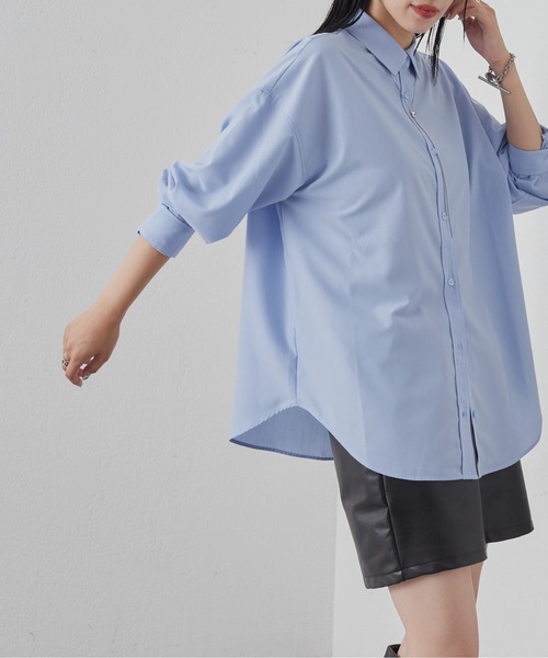 COLONY 2139(コロニートゥーワンスリーナイン)の「コットンライクポリレギュラーカラービッグシャツ(シャツ/ブラウス・レディース・オフホワイト/サックスブルー・FREE)」の19枚目の写真