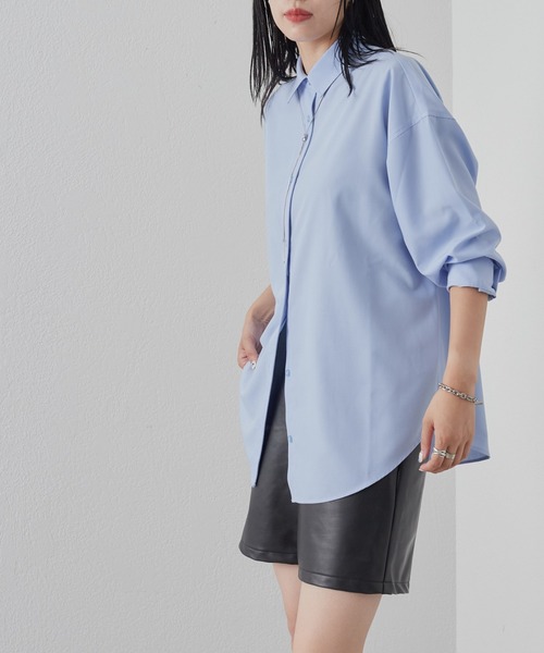 COLONY 2139(コロニートゥーワンスリーナイン)の「コットンライクポリレギュラーカラービッグシャツ(シャツ/ブラウス・レディース・オフホワイト/サックスブルー・FREE)」の11枚目の写真