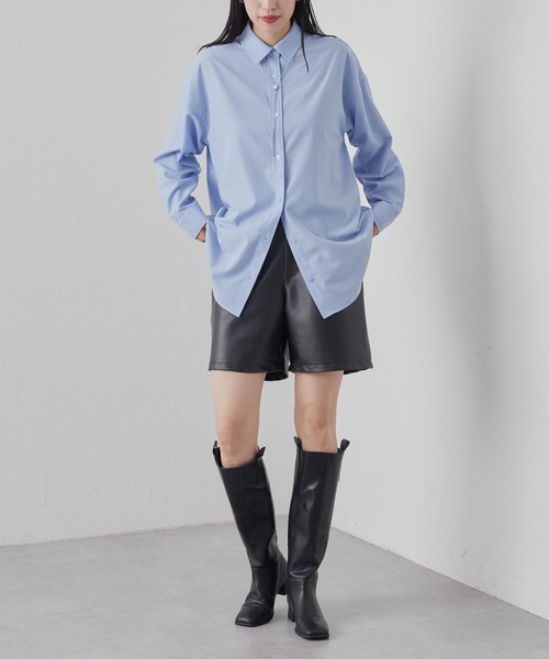 COLONY 2139(コロニートゥーワンスリーナイン)の「コットンライクポリレギュラーカラービッグシャツ(シャツ/ブラウス・レディース・オフホワイト/サックスブルー・FREE)」の14枚目の写真