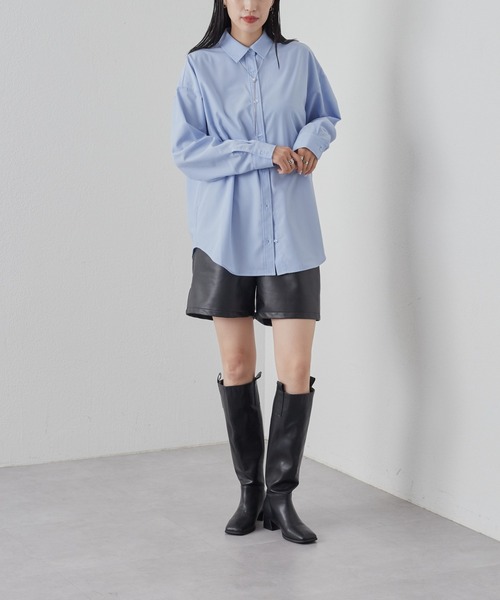 COLONY 2139(コロニートゥーワンスリーナイン)の「コットンライクポリレギュラーカラービッグシャツ(シャツ/ブラウス・レディース・オフホワイト/サックスブルー・FREE)」の9枚目の写真