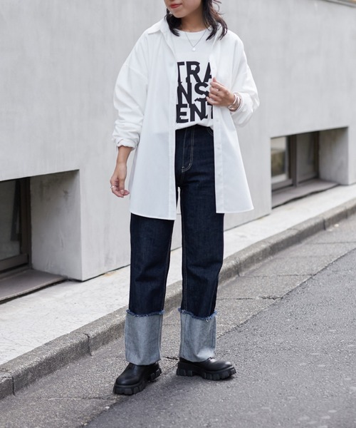 COLONY 2139(コロニートゥーワンスリーナイン)の「コットンライクポリレギュラーカラービッグシャツ(シャツ/ブラウス・レディース・オフホワイト/サックスブルー・FREE)」の10枚目の写真