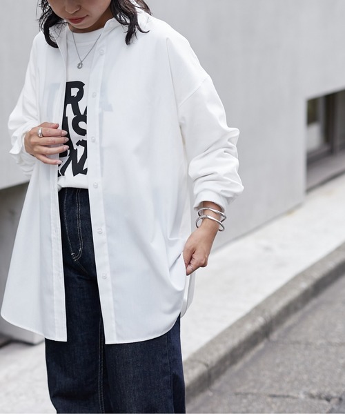 COLONY 2139(コロニートゥーワンスリーナイン)の「コットンライクポリレギュラーカラービッグシャツ(シャツ/ブラウス・レディース・オフホワイト/サックスブルー・FREE)」の8枚目の写真