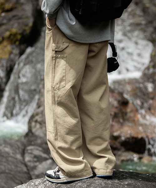 aimoha（アイモハ）の「aimoha outdoor ユニセックス スビンテージ風　ワイド ストレートパンツ（スラックス・レディース・ブラック/ベージュ/チョコ・LARGE/X-LARGE/MEDIUM）」の12枚目の写真