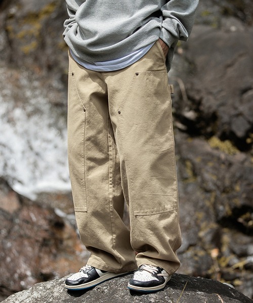 aimoha（アイモハ）の「aimoha outdoor ユニセックス スビンテージ風　ワイド ストレートパンツ（スラックス・レディース・ブラック/ベージュ/チョコ・LARGE/X-LARGE/MEDIUM）」の13枚目の写真