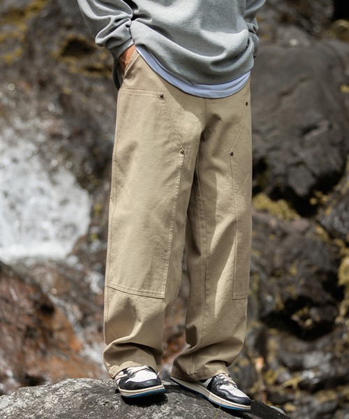 aimoha（アイモハ）の「aimoha outdoor ユニセックス スビンテージ風　ワイド ストレートパンツ（スラックス・レディース・ブラック/ベージュ/チョコ・LARGE/X-LARGE/MEDIUM）」の14枚目の写真