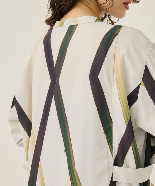 IHNN（イン）の「【IHNN/(イン)】ラインプリントワンピース（シャツワンピース・レディース・マルチ・36）」の7枚目の写真