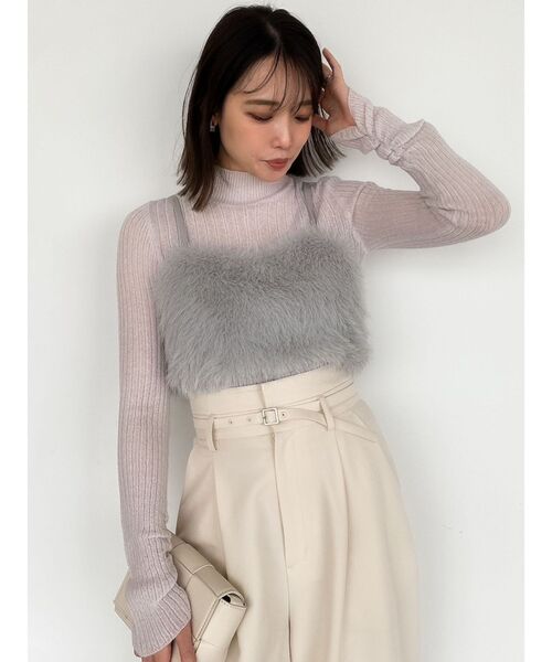 dazzlin（ダズリン）の「ウォーミーシアーインナーニットトップス（ニット/セーター・レディース・グレー/ブラック/ピンク/グリーン・FREE）」の12枚目の写真